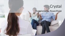  Presentation with office - Beautiful PPT theme featuring couple talking with their therapist in therapists office backdrop and a sky blue colored foreground