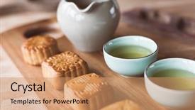  Presentation with festival food - PPT theme enhanced with chinese mid autumn festival food background and a coral colored foreground