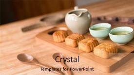  Presentation with food festival - Amazing slides having chinese mid autumn festival food backdrop and a coral colored foreground