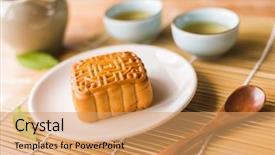  Presentation with festival food - Audience pleasing presentation theme consisting of chinese mid autumn festival food backdrop and a coral colored foreground