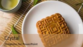  Presentation with food festival - Presentation with chinese mid autumn festival food background and a gold colored foreground
