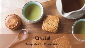  Presentation with festival food - Theme having chinese mid autumn festival food background and a red colored foreground