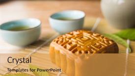  Presentation with food festival - PPT theme having chinese mid autumn festival food background and a yellow colored foreground