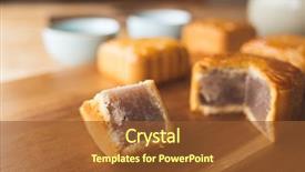  Presentation with food festival - PPT layouts enhanced with chinese mid autumn festival food background and a tawny brown colored foreground