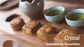  Presentation with food festival - Theme enhanced with chinese mid autumn festival food background and a red colored foreground