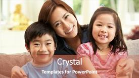  Presentation with pray for children - PPT layouts with chinese mother and children sitting background and a coral colored foreground