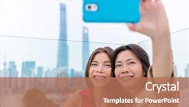  Presentation with china travel - PPT layouts with chinese mother and daughter taking background and a coral colored foreground