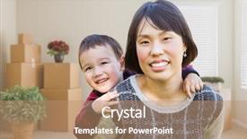  Presentation with dental mother and child - Presentation theme featuring chinese mother and mixed race background and a coral colored foreground