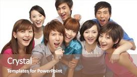  Presentation with colorful music - Presentation design featuring music colorful - group of young people singing background and a coral colored foreground