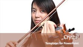  Presentation with play - Slide set featuring chinese music - woman play violin background and a red colored foreground