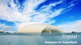  Presentation with performing arts - Colorful slides enhanced with chinese-national-centre backdrop and a teal colored foreground