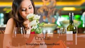  Presentation with chinese restaurant - Slide deck having chinese nervous hoping lonely dreamy heartsick woman in a restaurant waiting for a date got stood up background and a red colored foreground