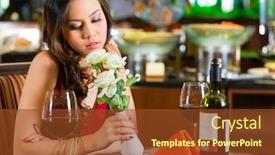  Presentation with chinese restaurant - Cool new PPT theme with chinese nervous hoping lonely dreamy heartsick woman in a restaurant waiting for a date got stood up backdrop and a tawny brown colored foreground
