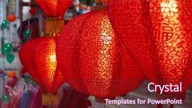  Presentation with lantern - Slides enhanced with chinese new year celebration lantern in china town background and a tawny brown colored foreground