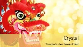  Presentation with dragon - Audience pleasing slide set consisting of chinese new year decoration--closeup backdrop and a blonde colored foreground