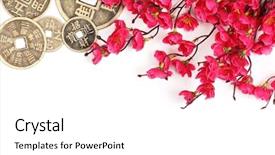  Presentation with lunar new year - Beautiful theme featuring chinese new year decoration--copper backdrop and a white colored foreground