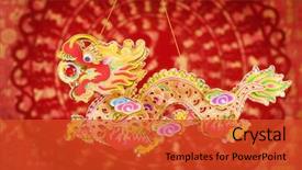  Presentation with chinese new year - Presentation theme having chinese new year decoration--dragon background and a red colored foreground
