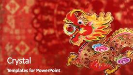  Presentation with chinese dragon - PPT theme featuring chinese new year decoration--dragon background and a  colored foreground