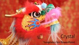  Presentation with chinese dragon - Slide deck featuring chinese new year decoration--dragon background and a red colored foreground
