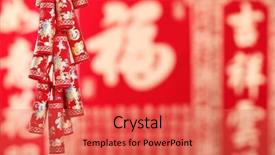  Presentation with chinese new year - PPT layouts consisting of chinese new year decoration--firecrackers background and a red colored foreground