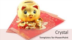  Presentation with red gold - Beautiful PPT layouts featuring chinese new year decoration--gold backdrop and a coral colored foreground