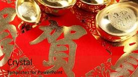  Presentation with chinese new year - Beautiful PPT theme featuring chinese new year decoration--gold backdrop and a  colored foreground