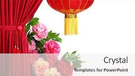  Presentation with red curtain - Amazing slide deck having chinese new year decoration--red backdrop and a white colored foreground