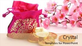  Presentation with chinese new year lunar - Amazing slide deck having chinese new year decoration--traditional backdrop and a coral colored foreground