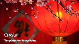  Presentation with chinese new year - PPT theme enhanced with chinese new year decoration--traditional background and a tawny brown colored foreground