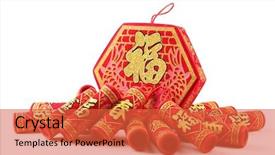  Presentation with chinese new year firecrackers - Beautiful presentation theme featuring chinese new year decoration fire backdrop and a red colored foreground