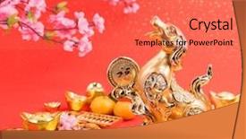  Presentation with chinese new year - Cool new presentation theme with chinese new year decoration golden backdrop and a coral colored foreground