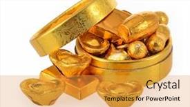  Presentation with chinese new year - Presentation theme consisting of chinese new year decoration--golden packing chocolate background and a yellow colored foreground