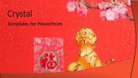  Presentation with calligraphy - Slides with chinese new year decoration golden background and a red colored foreground