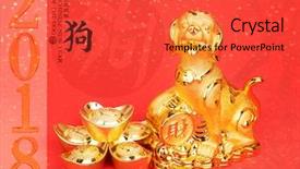  Presentation with chinese calligraphy - Colorful theme enhanced with chinese new year decoration golden backdrop and a red colored foreground