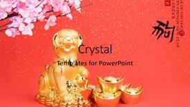  Presentation with 2018 - Amazing slide set having chinese new year decoration golden backdrop and a red colored foreground