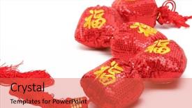  Presentation with chinese new year - Slides having chinese new year decoration money background and a  colored foreground