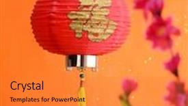  Presentation with chinese new year - Audience pleasing presentation theme consisting of latern festival - chinese new year decoration--red lantern backdrop and a gold colored foreground