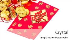  Presentation with chinese new year - Presentation design with chinese new year decoration and red packet on white background background and a white colored foreground