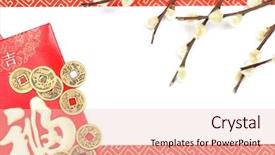  Presentation with chinese new year - Colorful theme enhanced with chinese new year decoration with copy space backdrop and a lemonade colored foreground