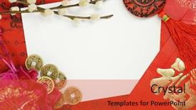  Presentation with chinese new year - Beautiful slides featuring chinese new year decoration backdrop and a red colored foreground