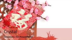  Presentation with new year - Cool new slides with chinese new year decoration backdrop and a coral colored foreground