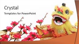 Presentation with chinese new year - Theme featuring chinese new year decorations--traditional background and a white colored foreground