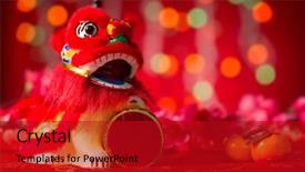  Presentation with chinese new year firecrackers - Cool new slides with chinese new year decorations miniature backdrop and a crimson colored foreground