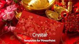  Presentation with pow - PPT layouts enhanced with chinese new year festival decorations background and a crimson colored foreground