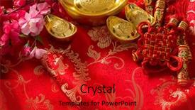 Presentation with chinese new year - PPT theme having chinese new year festival decorations background and a crimson colored foreground