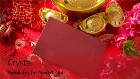  Presentation with pow - PPT layouts featuring chinese new year festival decorations background and a crimson colored foreground