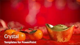  Presentation with gold glitter - Slides consisting of chinese new year festival decorations background and a crimson colored foreground