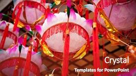  Presentation with new market - Amazing PPT theme having chinese new year in china backdrop and a tawny brown colored foreground