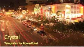  Presentation with chinese new year 2021 - Colorful theme enhanced with chinese new year in chinatown backdrop and a tawny brown colored foreground