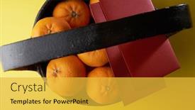  Presentation with mandarin oranges - Audience pleasing PPT theme consisting of chinese-new-year-mandarin-oranges backdrop and a yellow colored foreground